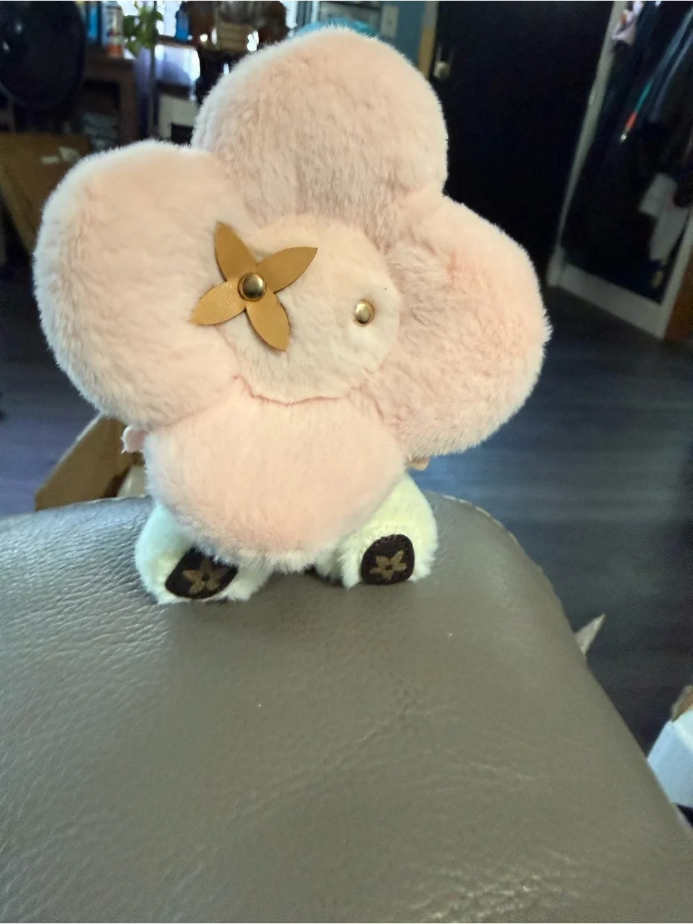 Plush Flower Bag charm- Soft Pink